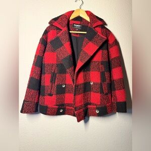 William Rast Red and Black Checkered Jacket